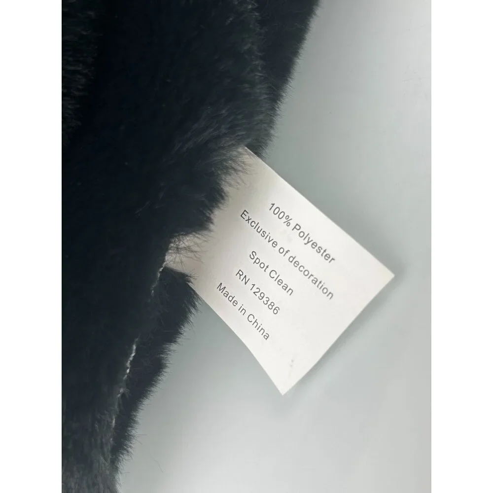 Robert Stanley Black Faux Fur Table Runner Home Holiday Collection 13x72 NEW